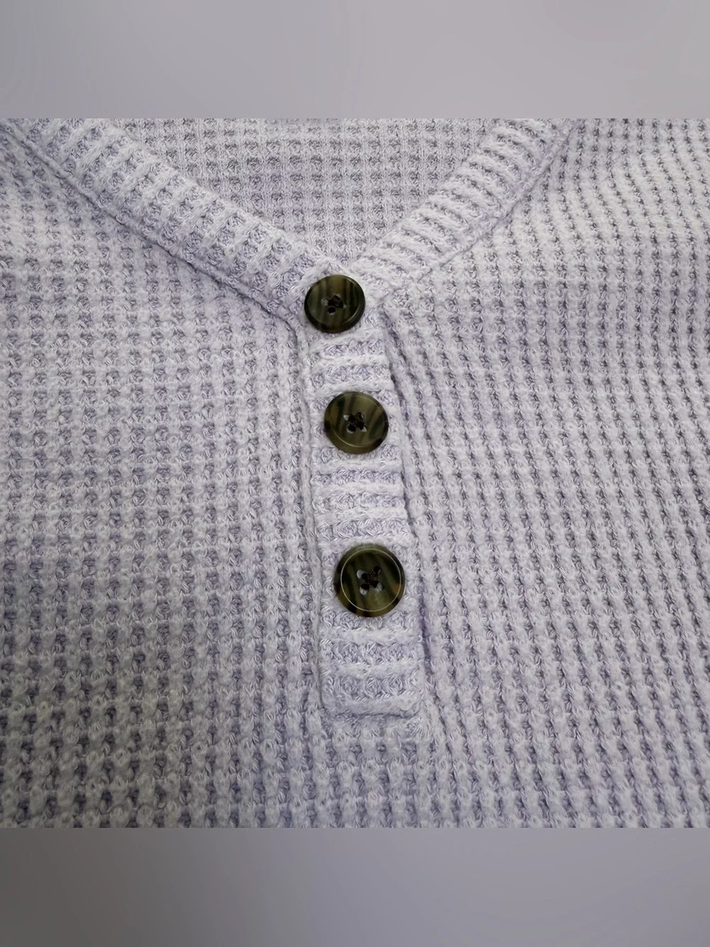 OLD NAVY LONG SLEEVE V NECK WAFFLE KNIT SHIRT LILAC PURPLE MEDIUM 8
